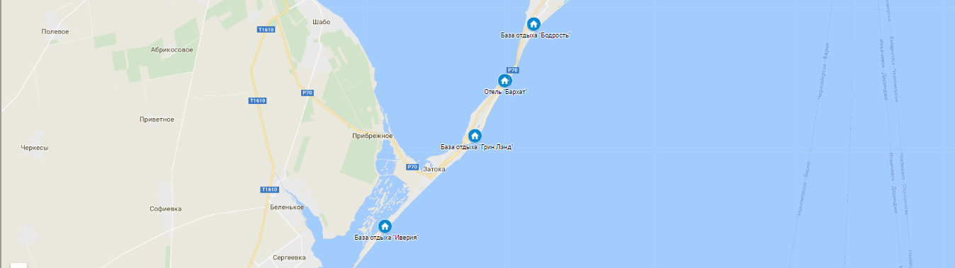 Карта баз отдыха в Затоке